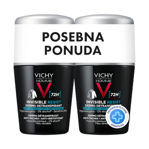 Vichy Roll-on dezodorans Invisible Resist 72H za muškarce DUO 50ml + 50ml