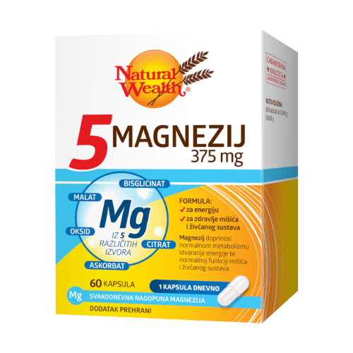 Natural Wealth 5 Magnezij 375mg 60 kapsula