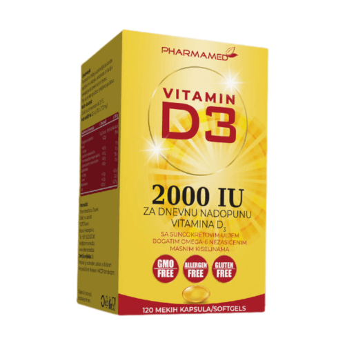 Pharmamed Vitamin D3 2000IU 1+1 GRATIS 120 + 120 mekih kapsula