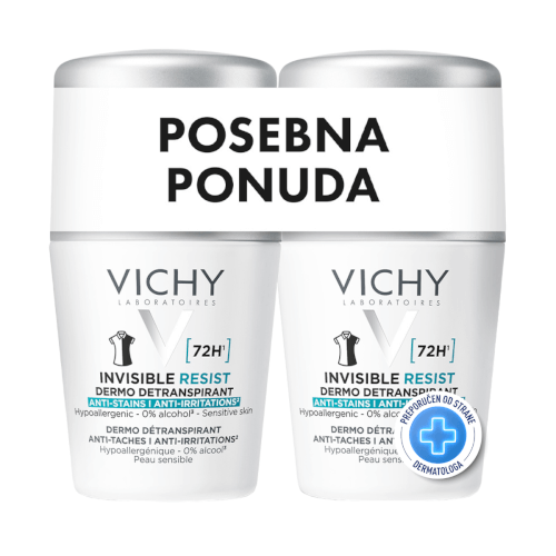 Vichy Roll-on dezodorans Invisible Resist 72h DUO 50ml + 50ml