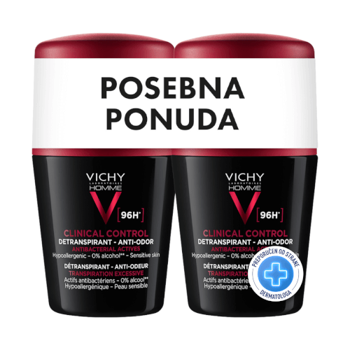 Vichy Roll-on dezodorans Clinical Control 96h Detranspirant za muškarce DUO 50ml + 50ml