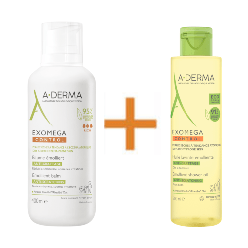 A-Derma Exomega Control emolijentni balzam + ulje za tuširanje GRATIS 400ml + 200ml