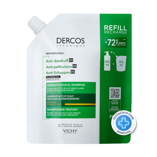 Vichy DERCOS Šampon protiv peruti za suhu kosu REFILL 390ml